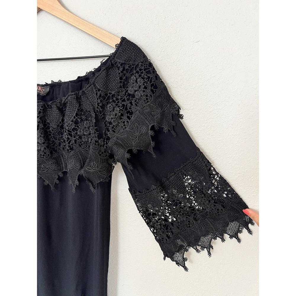 Shyanne Dress Lace Sleeves Black Country Western Country Cowgirl Off Shoulder S - Picture 2 of 7